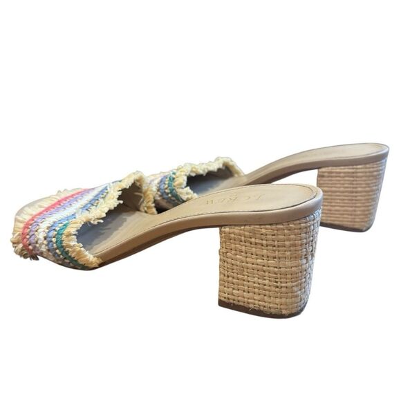 J.Crew Rainbow Raffia Woven mule Block heels Colorful sandals - Picture 9 of 13